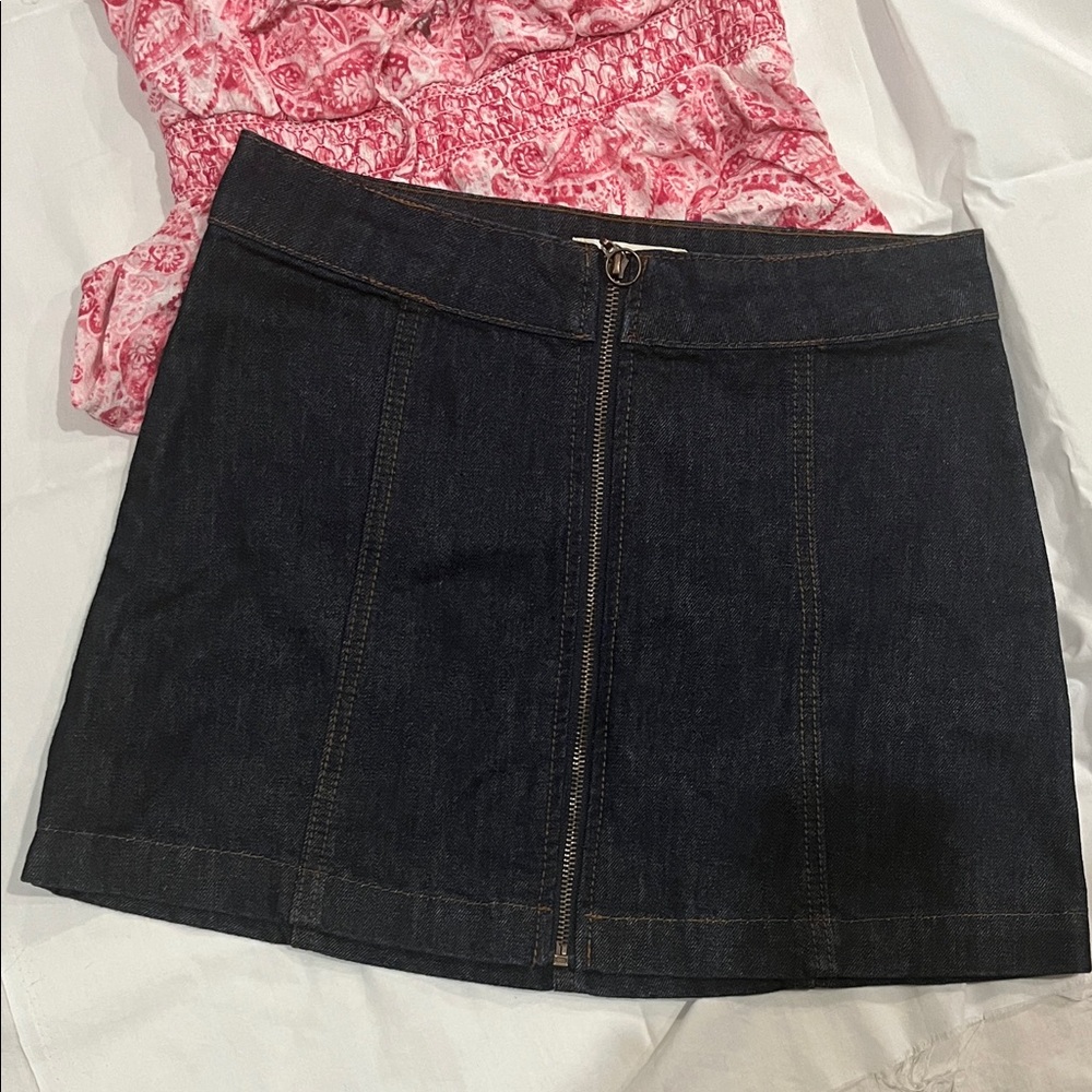 Altar'd State Navy Denim Mini Skirt